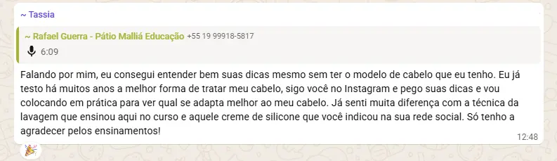 Resultado de aluna do desafio
